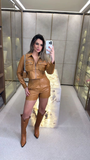 Conjunto Jaqueta Zíper e Short