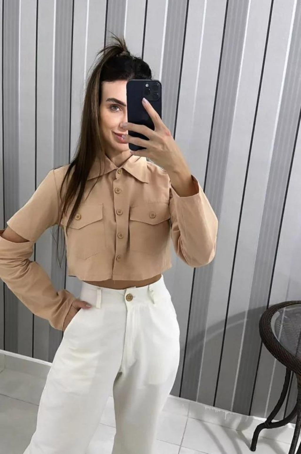 Cropped em Linho Mili