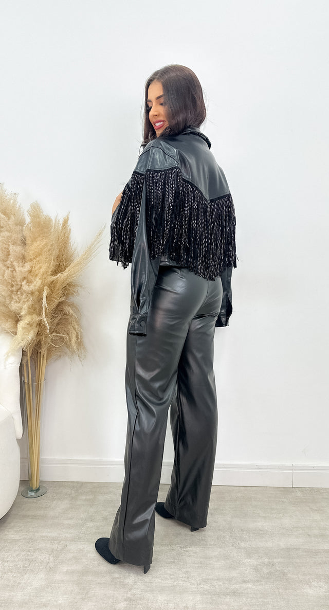 Conjunto Feminino Cropped e Calça Pantalona Jenni