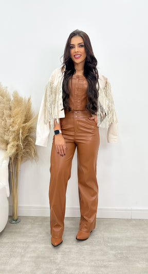 Conjunto Feminino Cropped e Calça Pantalona Jenni