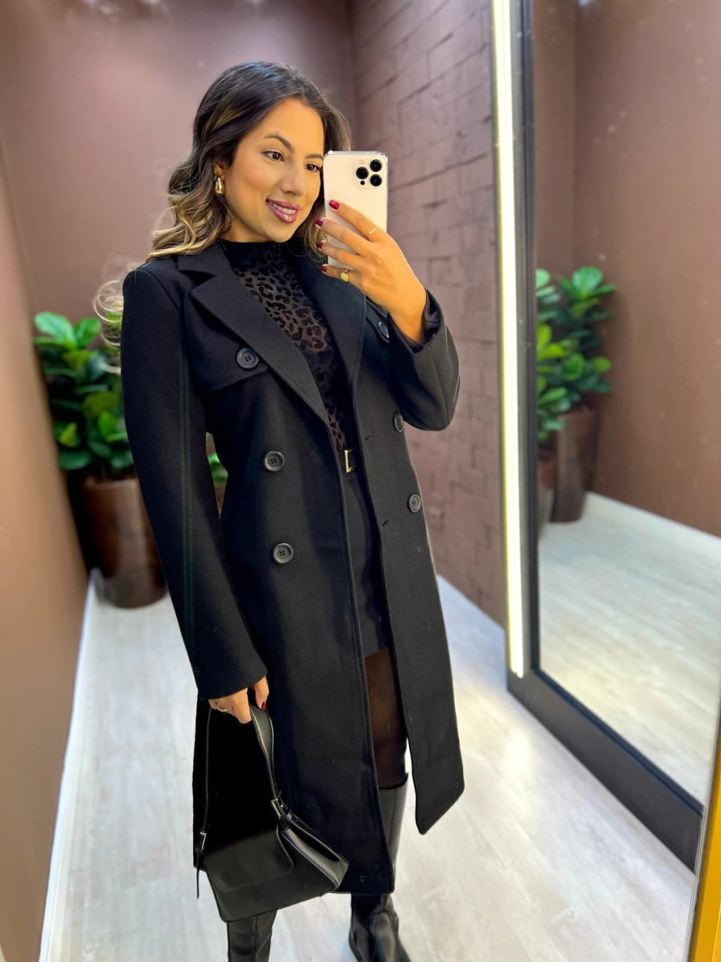 Casaco Longo Lã Batida Com Cinto - Nápoles